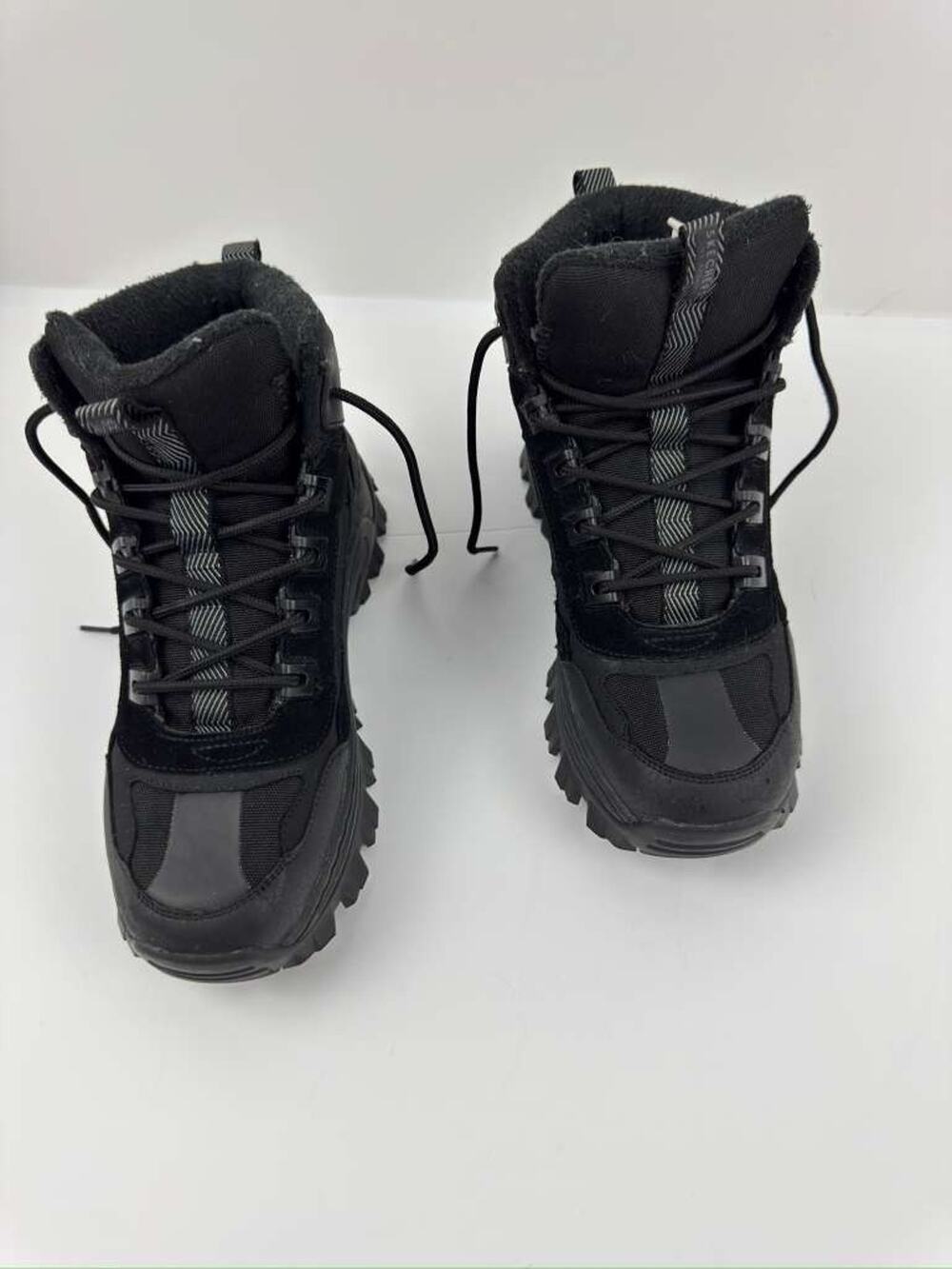 SKECHERS Black Hiking Boots Trail Outdoor Lace-Up Mid-Top Rugged Sole - Size8.5